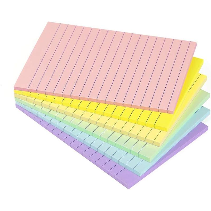 Lined Sticky Notes 4X6 in Pastel Ruled Post Stickies Colorful Super ...