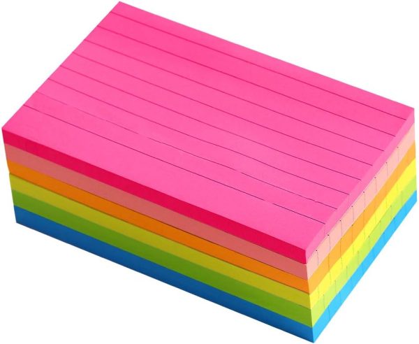45sheets Pad Lined Sticky Notes 4x6 In Bright Ruled Post Stickies